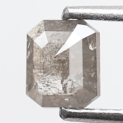 0.57 Ct Emerald Shape Salt and Pepper Diamond 5 mm Grey Color Natural Loose Diamond
