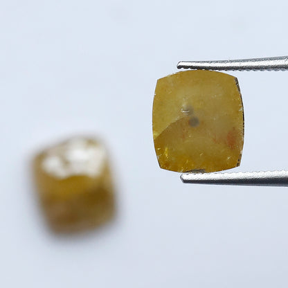 2.68 Ct Mustard Yellow Cushion Loose Diamond Pair | Natural Rustic Yellow Diamonds for Jewelry Making