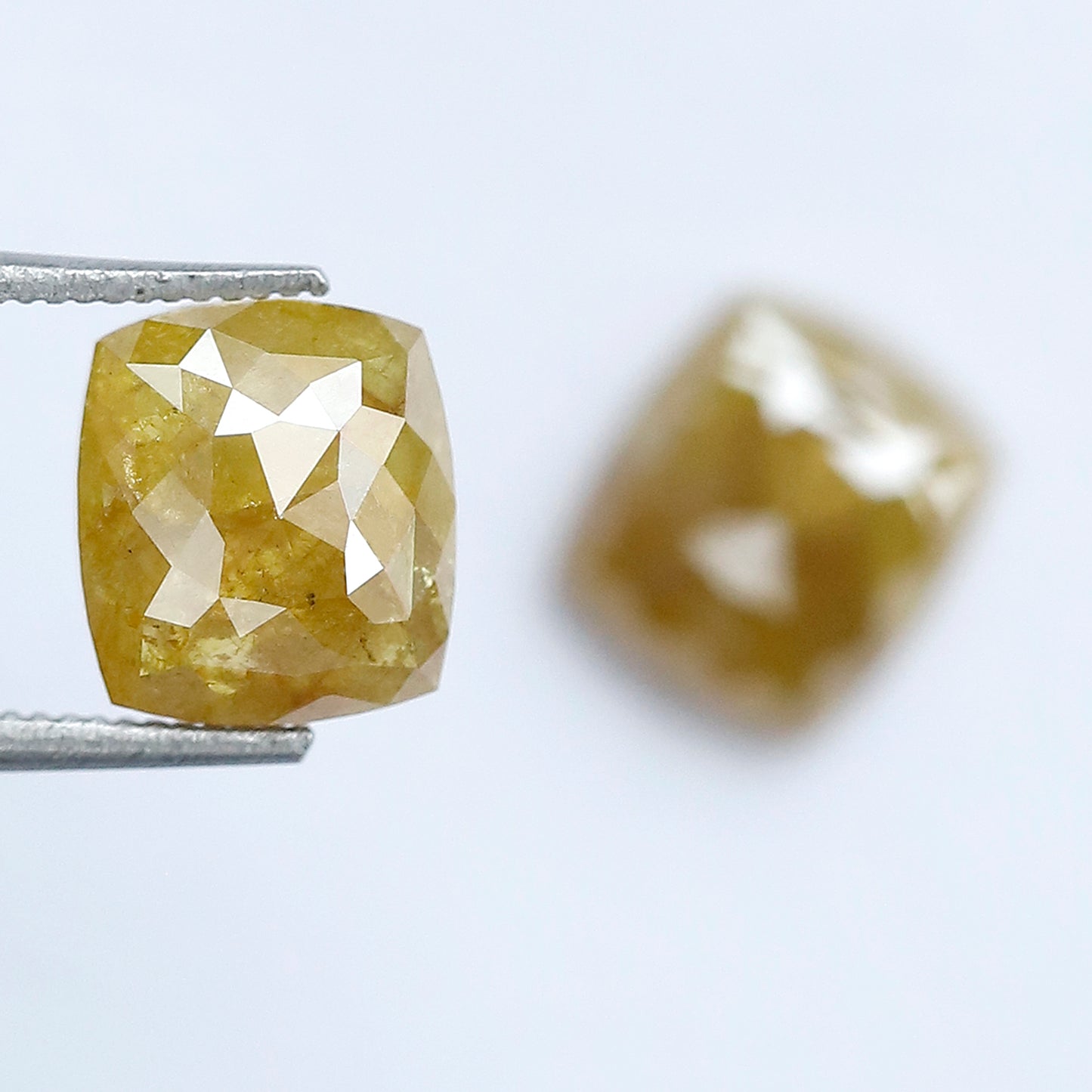 2.68 Ct Mustard Yellow Cushion Loose Diamond Pair | Natural Rustic Yellow Diamonds for Jewelry Making