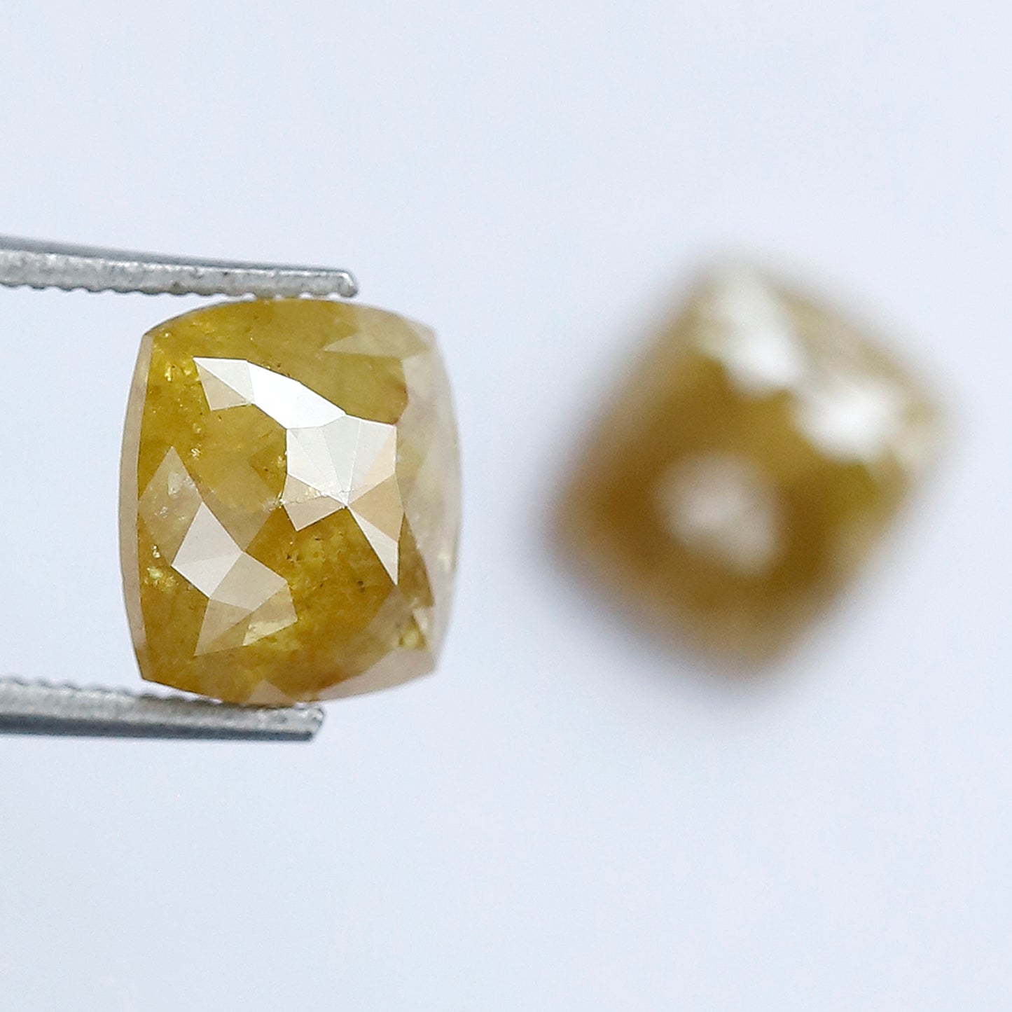 2.68 Ct Mustard Yellow Cushion Loose Diamond Pair | Natural Rustic Yellow Diamonds for Jewelry Making