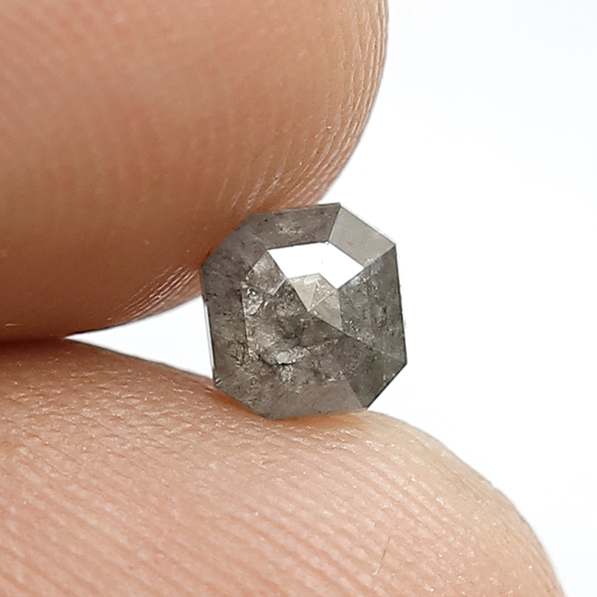 0.55 CT Asscher Shape Diamond 4.8 MM Natural Grey Black Color Loose Natural Salt and Pepper Diamond For Custom Proposal Ring