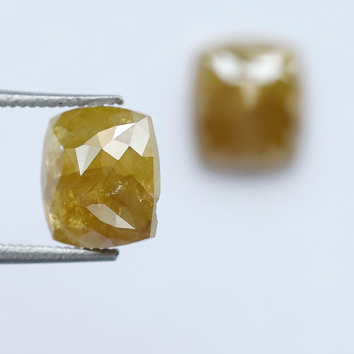 2.68 Ct Mustard Yellow Cushion Loose Diamond Pair | Natural Rustic Yellow Diamonds for Jewelry Making