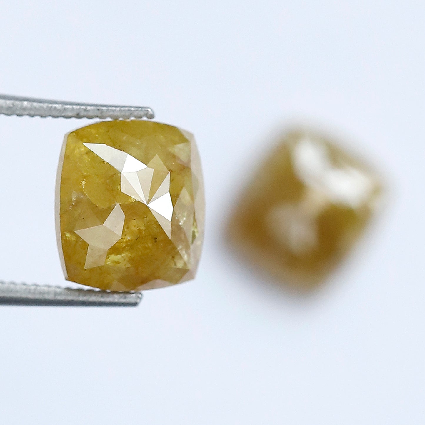 2.68 Ct Mustard Yellow Cushion Loose Diamond Pair | Natural Rustic Yellow Diamonds for Jewelry Making