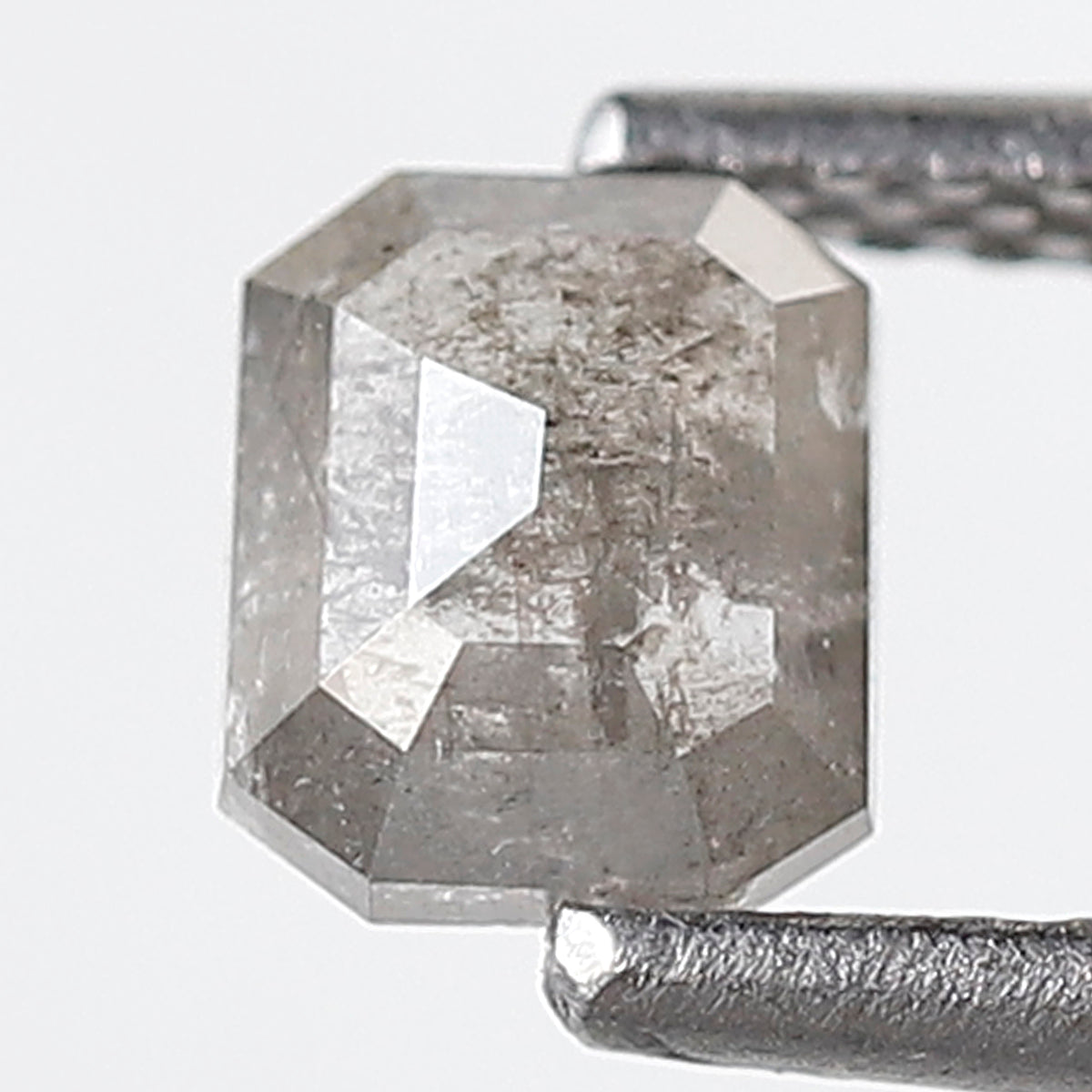 0.57 Ct Emerald Shape Salt and Pepper Diamond 5 mm Grey Color Natural Loose Diamond
