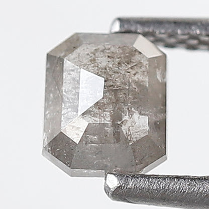 0.57 Ct Emerald Shape Salt and Pepper Diamond 5 mm Grey Color Natural Loose Diamond