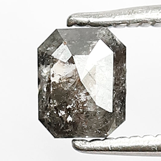 0.77 CT Emerald Cut Diamond 5.4 MM Ethically Sourced Loose Natural Grey Black Color Salt and Pepper Diamond Custom Engagement Ring
