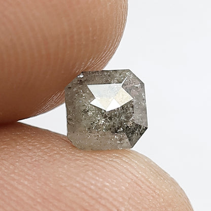 5 MM Loose Natural Grey Black Color Diamond 0.59 CT Radiant Shape Diamond Ethically Sourced Salt and Pepper Diamond Wedding Ring