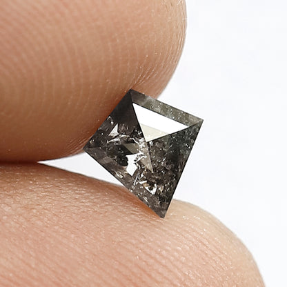 0.72 CT Natural Grey Black Color Diamond Loose Natural Kite Shape 6.9 MM Earth Mines Salt and Pepper Diamond Engagement Ring