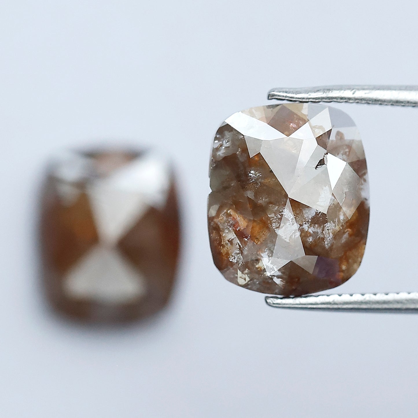 5.40 Ct Large Cushion Cut Rustic Diamond Pair | Natural Reddish Brown Loose Conflict Free Diamonds | 10.50 mm
