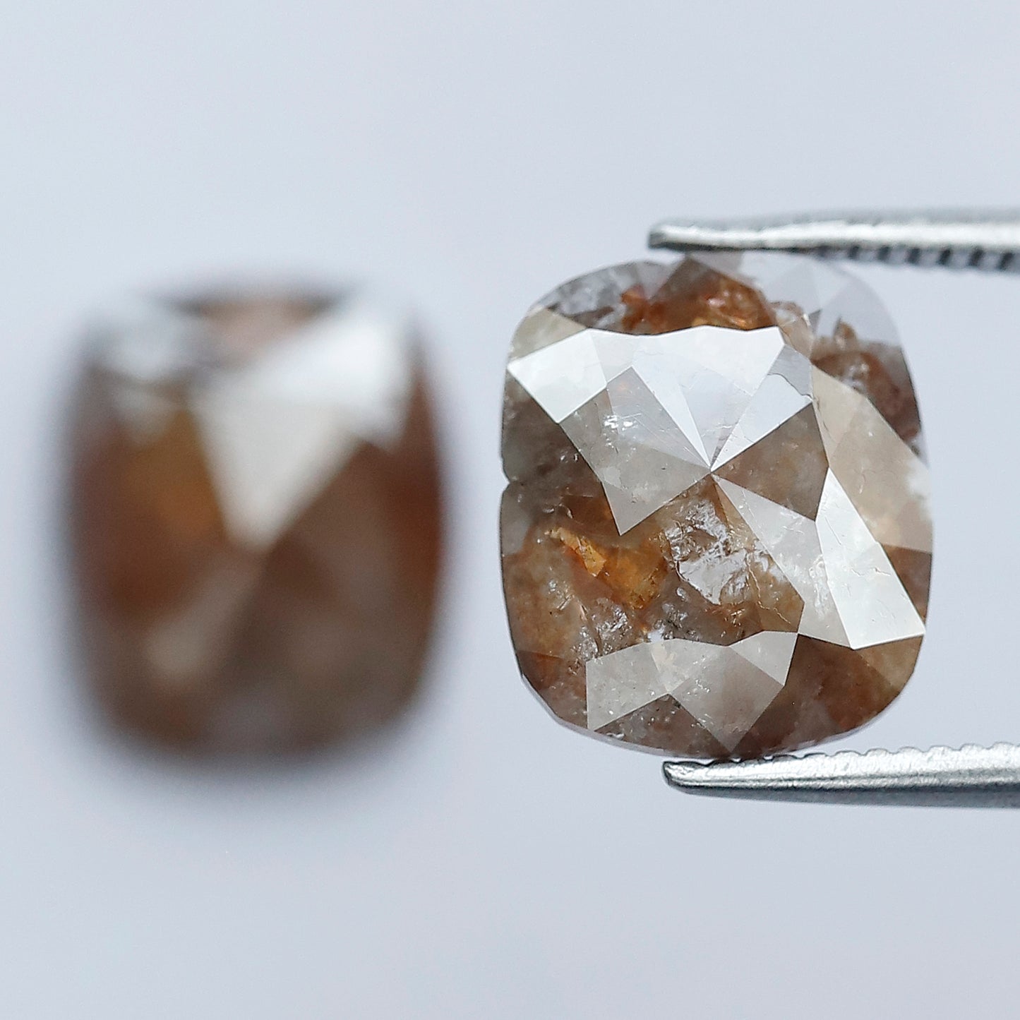 5.40 Ct Large Cushion Cut Rustic Diamond Pair | Natural Reddish Brown Loose Conflict Free Diamonds | 10.50 mm