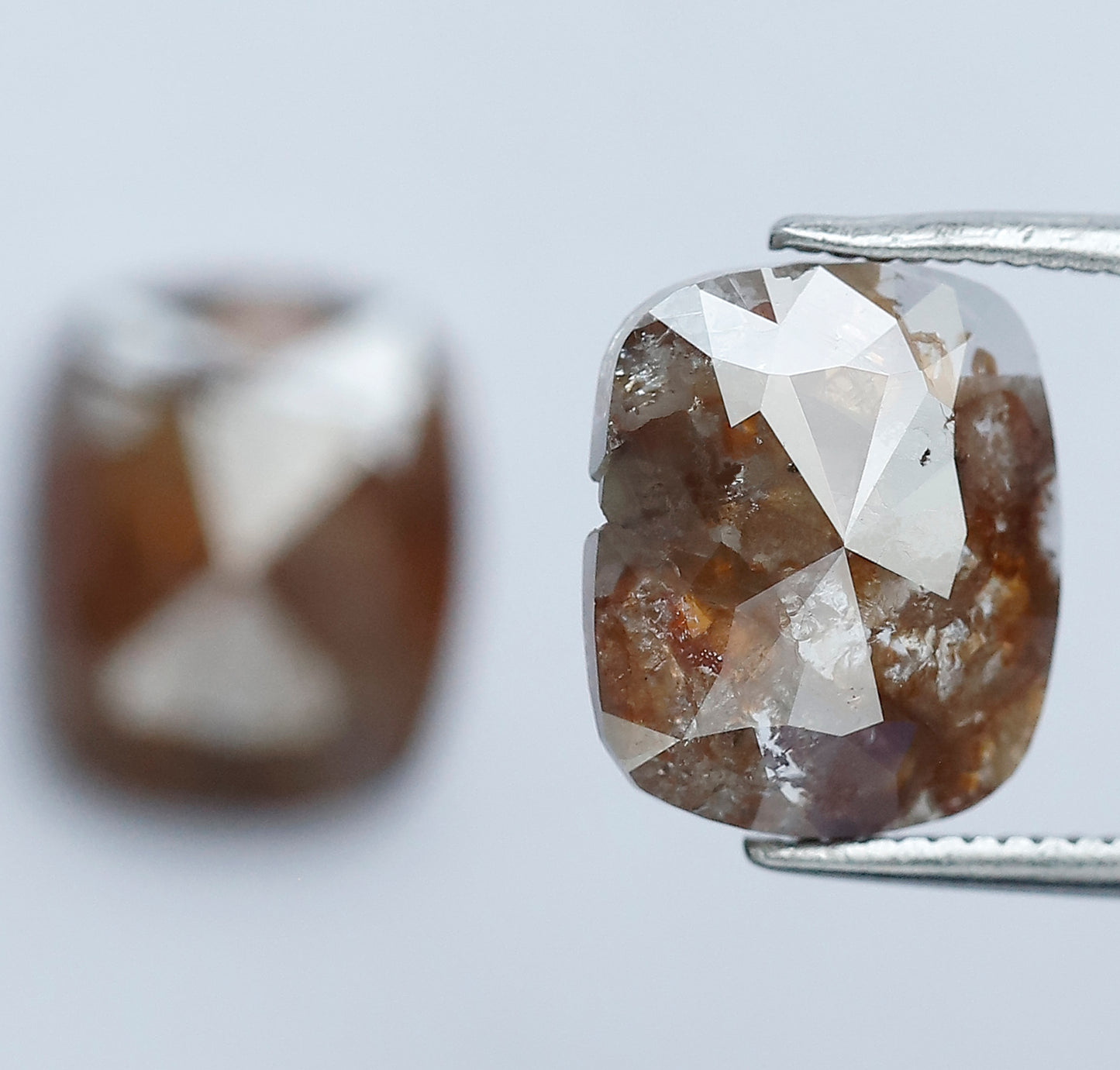 5.40 Ct Large Cushion Cut Rustic Diamond Pair | Natural Reddish Brown Loose Conflict Free Diamonds | 10.50 mm