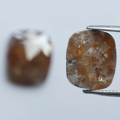 5.40 Ct Large Cushion Cut Rustic Diamond Pair | Natural Reddish Brown Loose Conflict Free Diamonds | 10.50 mm