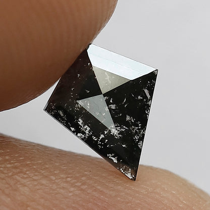 0.48 CT Kite Shape Salt and Pepper Diamond, Natural Gray Black Loose Diamond for Proposal Ring
