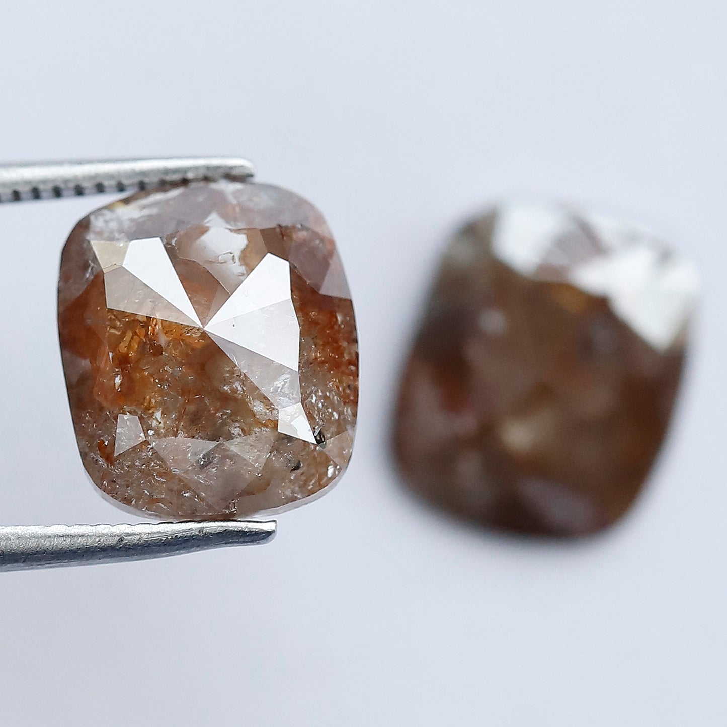 5.40 Ct Large Cushion Cut Rustic Diamond Pair | Natural Reddish Brown Loose Conflict Free Diamonds | 10.50 mm