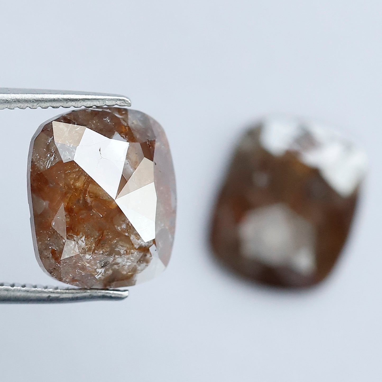 5.40 Ct Large Cushion Cut Rustic Diamond Pair | Natural Reddish Brown Loose Conflict Free Diamonds | 10.50 mm