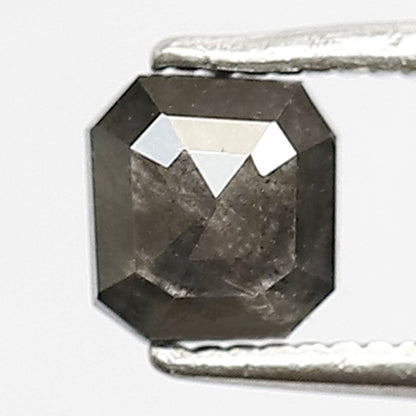 5.2 MM Earth Mined Grey Black Color Diamond Loose Natural 0.75 CT Radiant Shape Salt and Pepper Diamond Engagement Ring