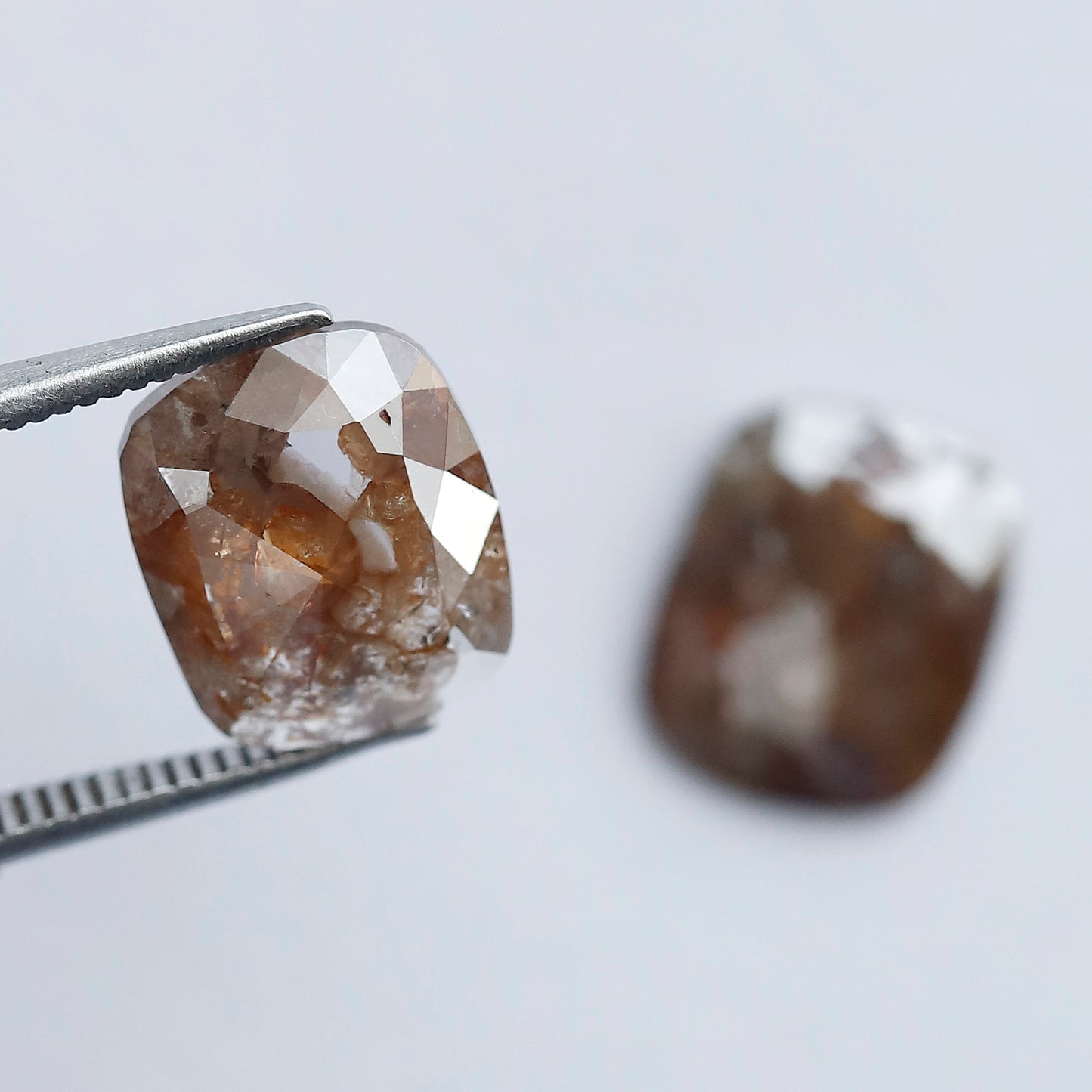 5.40 Ct Large Cushion Cut Rustic Diamond Pair | Natural Reddish Brown Loose Conflict Free Diamonds | 10.50 mm
