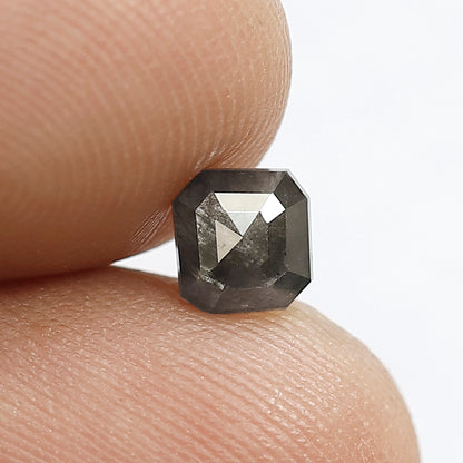 5.2 MM Earth Mined Grey Black Color Diamond Loose Natural 0.75 CT Radiant Shape Salt and Pepper Diamond Engagement Ring