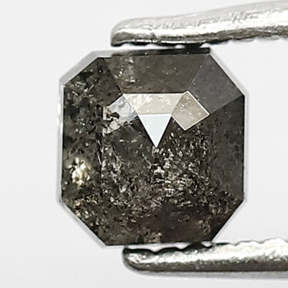 0.74 CT Loose Natural Grey Black Color Square Emerald Shape Diamond 4.7 MM Conflict Free Salt and Pepper Diamond Proposal Ring