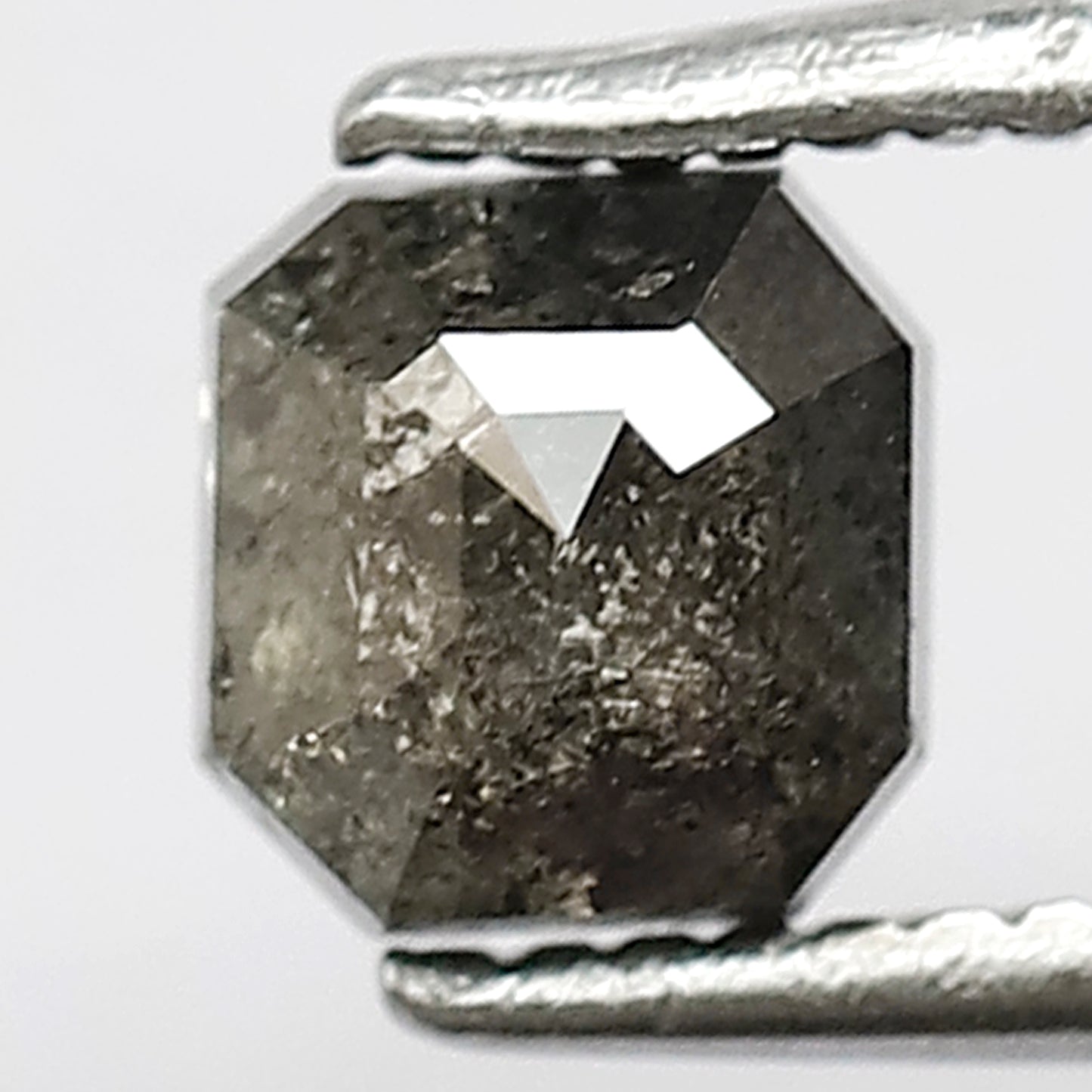 0.74 CT Loose Natural Grey Black Color Square Emerald Shape Diamond 4.7 MM Conflict Free Salt and Pepper Diamond Proposal Ring