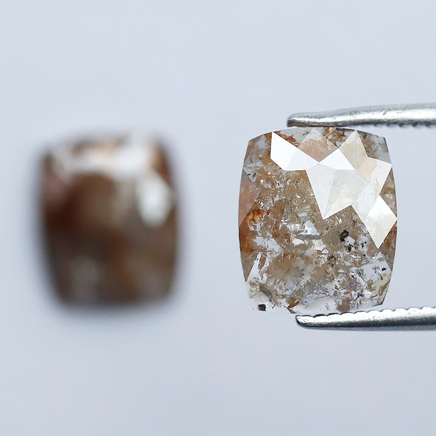 3.24 CT Pair of Cushion cut Rustic Diamond Pair, 9.00 mm Natural Reddish Brown Earth Mined Diamonds