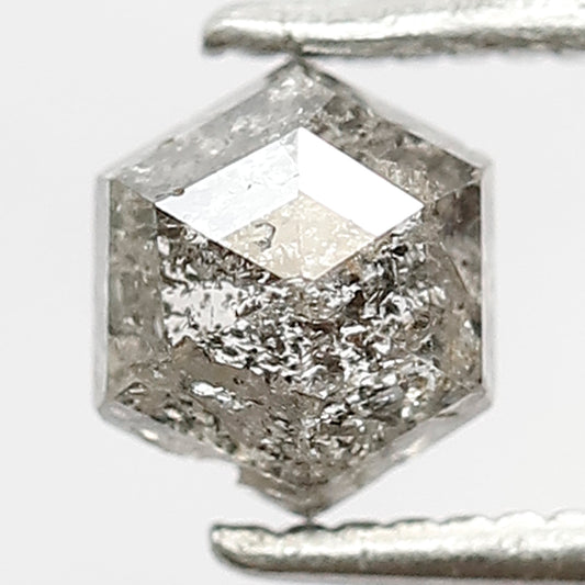 5.5 MM Hexagon Shape Diamond Loose Natural 0.83 CT Grey Black Color Ethically Sourced Salt and Pepper Diamond Wedding Ring