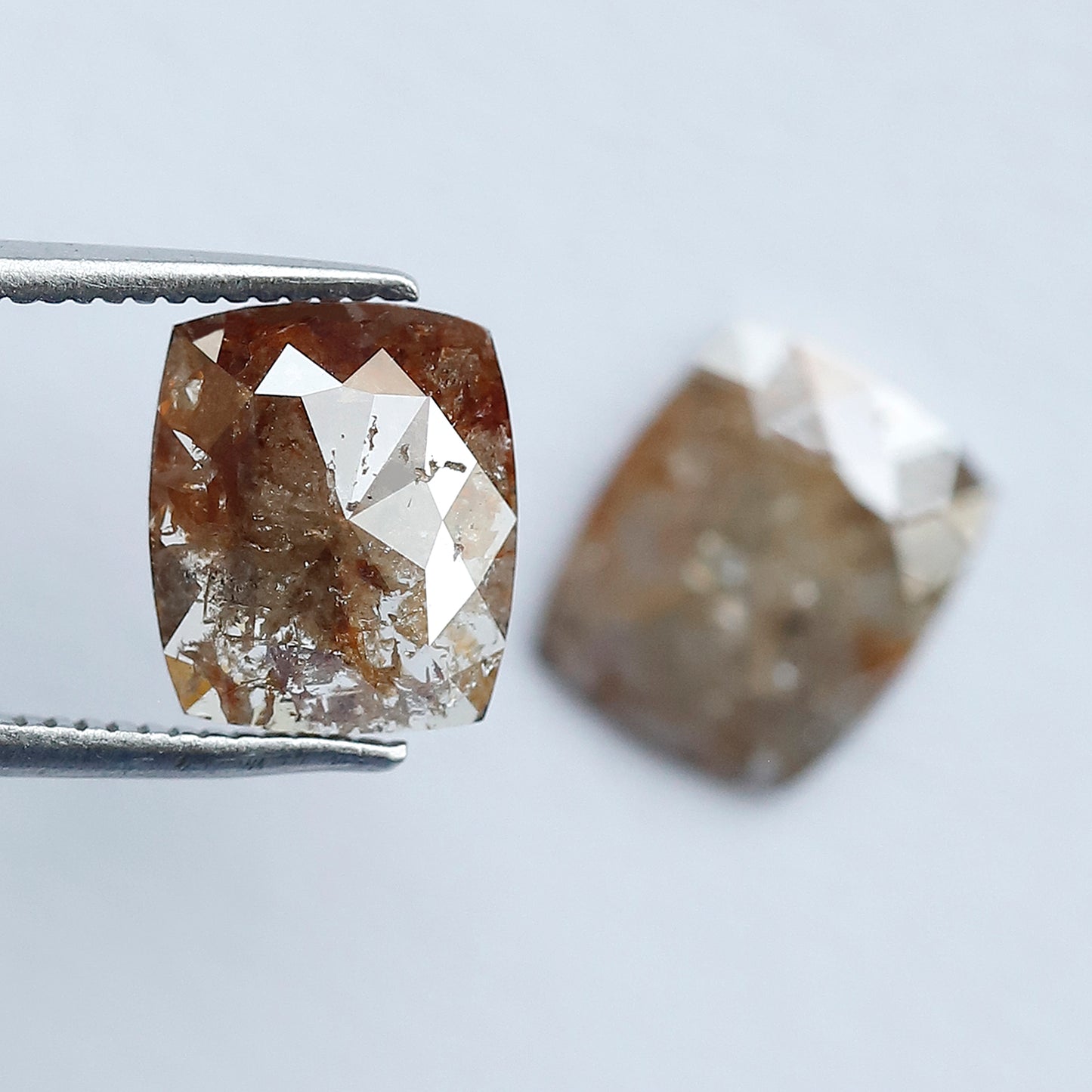 3.24 CT Pair of Cushion cut Rustic Diamond Pair, 9.00 mm Natural Reddish Brown Earth Mined Diamonds