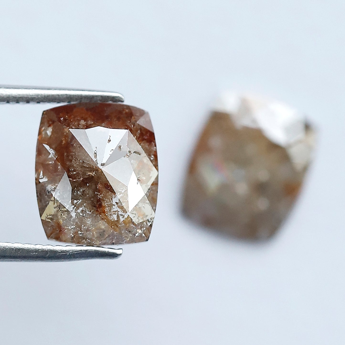 3.24 CT Pair of Cushion cut Rustic Diamond Pair, 9.00 mm Natural Reddish Brown Earth Mined Diamonds