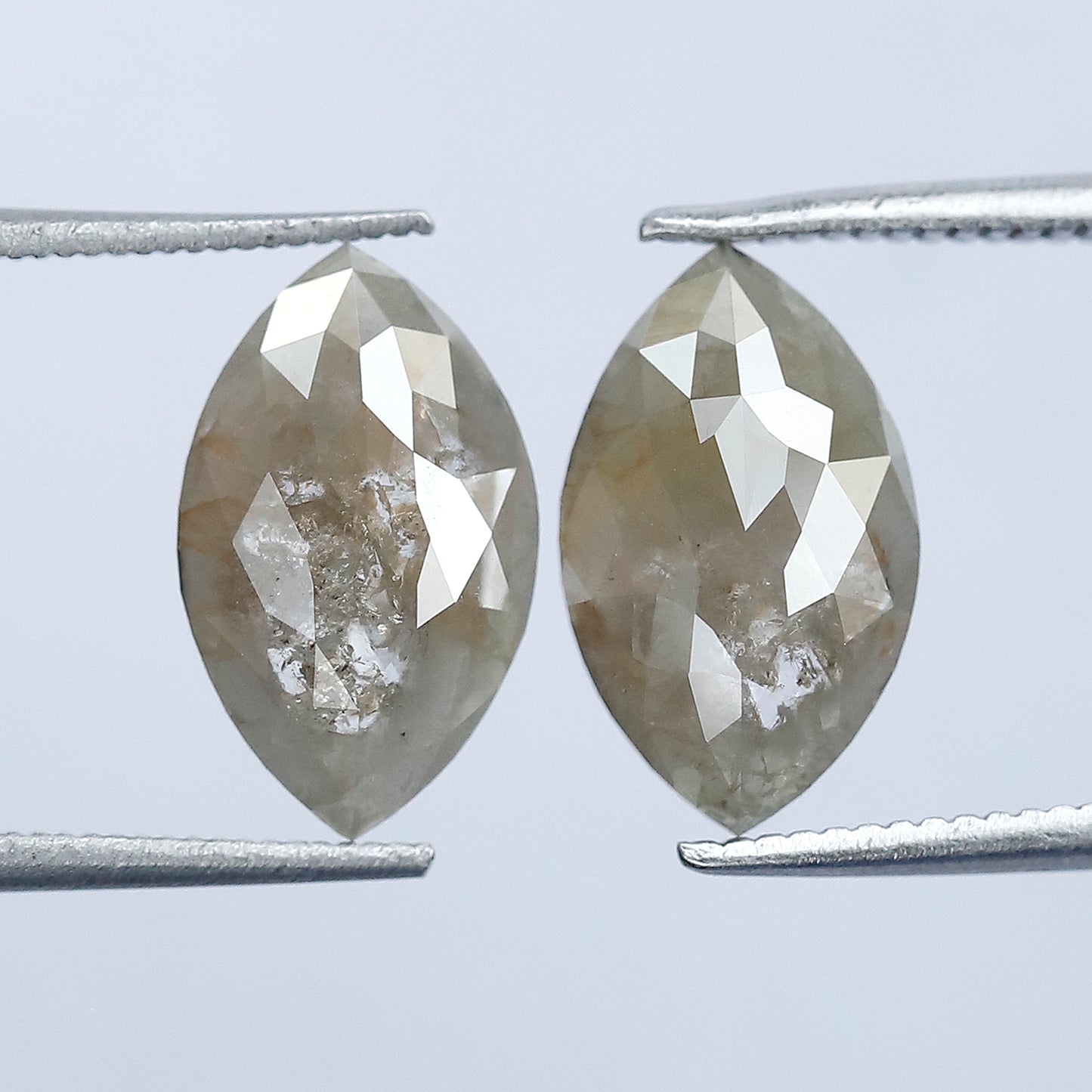 Matching Marquise Cut Rustic Diamond Pair 2.87 CT – Natural Grayish Loose Diamonds for Earrings