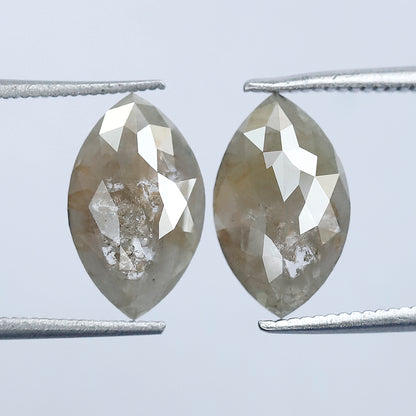 Matching Marquise Cut Rustic Diamond Pair 2.87 CT – Natural Grayish Loose Diamonds for Earrings