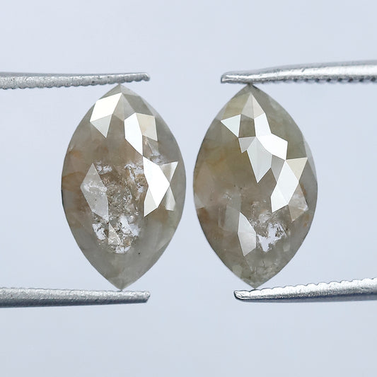 Matching Marquise Cut Rustic Diamond Pair 2.87 CT – Natural Grayish Loose Diamonds for Earrings