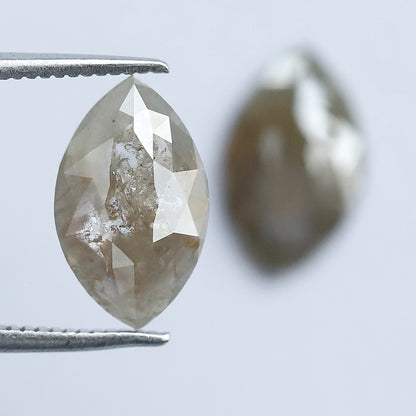 Matching Marquise Cut Rustic Diamond Pair 2.87 CT – Natural Grayish Loose Diamonds for Earrings