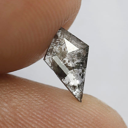 0.36 CT Kite Shape Salt and Pepper Diamond, Natural Gray Black Loose Ethical Diamond for Anniversary Jewelry