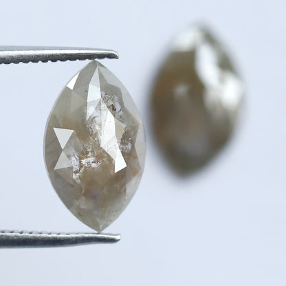 Matching Marquise Cut Rustic Diamond Pair 2.87 CT – Natural Grayish Loose Diamonds for Earrings
