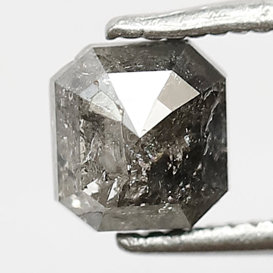 5.5 MM Grey Black Color 1.04 CT Emerald Shape Diamond Ethically Sourced Loose Natural Salt and Pepper Diamond Pendant