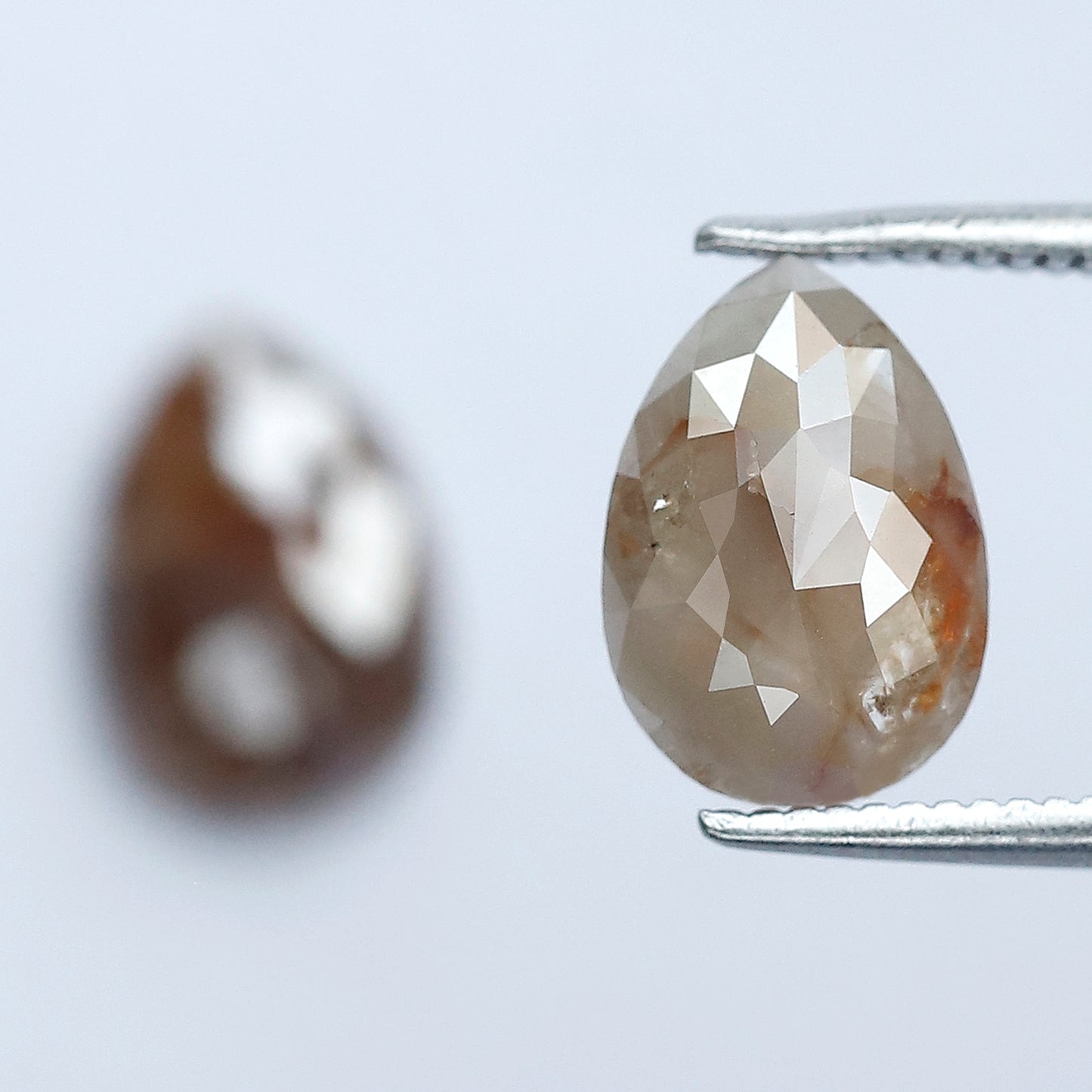 2.80 CT Pear Cut Rustic Diamond Pair for Earrings – Natural Reddish Gray Conflict Free Loose Diamonds