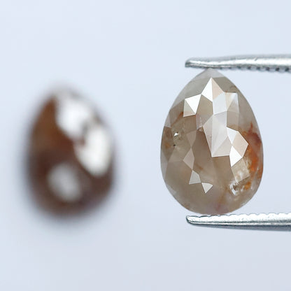 2.80 CT Pear Cut Rustic Diamond Pair for Earrings – Natural Reddish Gray Conflict Free Loose Diamonds