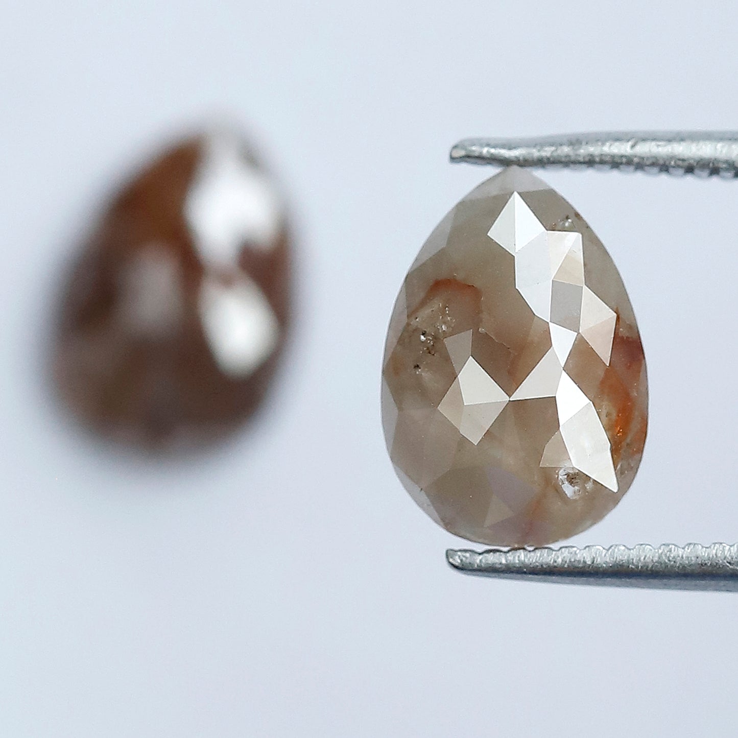 2.80 CT Pear Cut Rustic Diamond Pair for Earrings – Natural Reddish Gray Conflict Free Loose Diamonds
