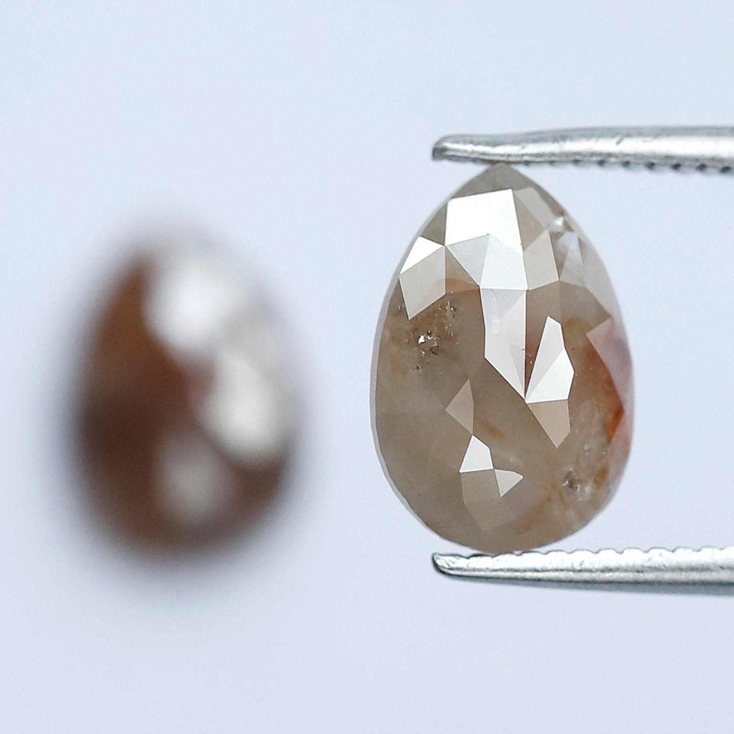 2.80 CT Pear Cut Rustic Diamond Pair for Earrings – Natural Reddish Gray Conflict Free Loose Diamonds