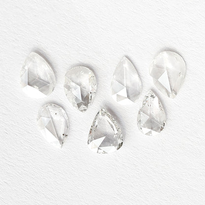 0.89 Ct Pear Rose Cut Diamond Lot | Natural GH SI Loose Diamonds for Jewelry Making