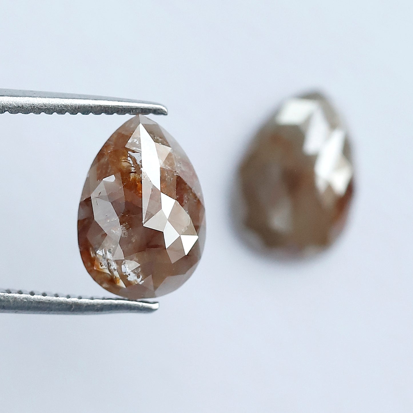 2.80 CT Pear Cut Rustic Diamond Pair for Earrings – Natural Reddish Gray Conflict Free Loose Diamonds