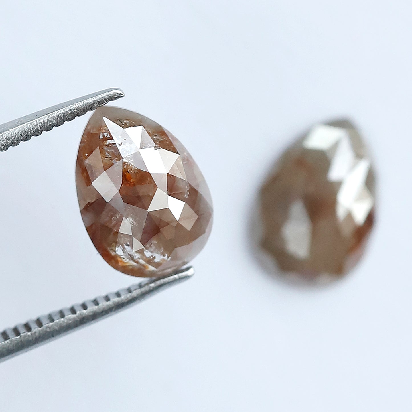 2.80 CT Pear Cut Rustic Diamond Pair for Earrings – Natural Reddish Gray Conflict Free Loose Diamonds