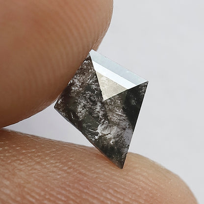 0.45 CT Gray Black Natural Loose Kite Shape Diamond, 8.40 x 6.40 mm Salt and Pepper Diamond