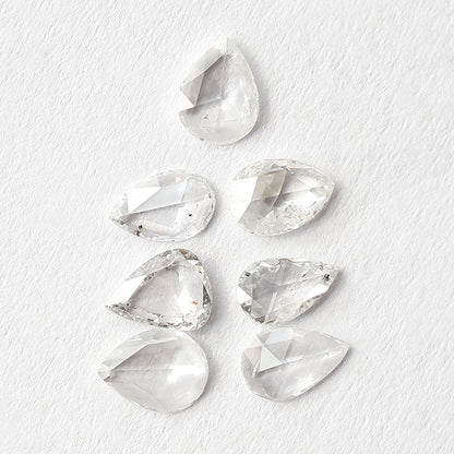 0.89 Ct Pear Rose Cut Diamond Lot | Natural GH SI Loose Diamonds for Jewelry Making