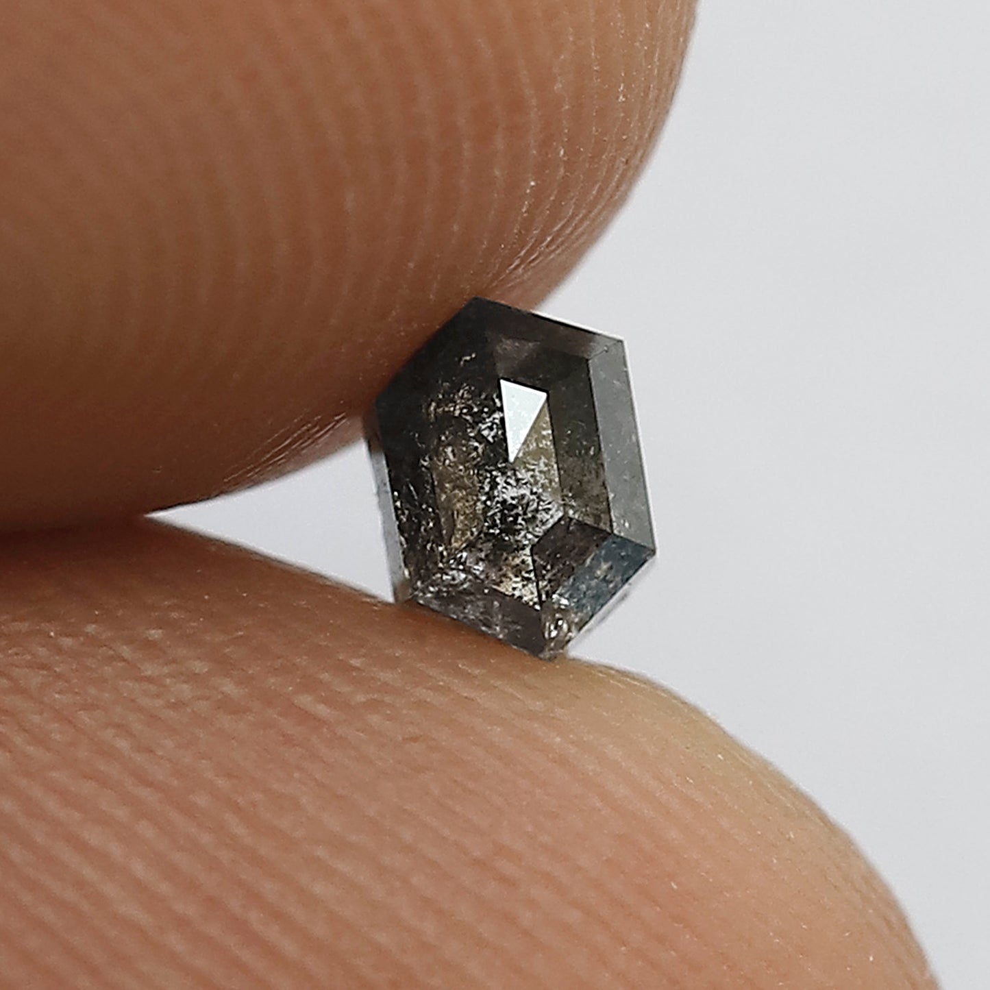 0.42 Ct Hexagon Salt and Pepper Diamond | Blackish Gray 4.80 mm Natural Loose Diamond for Wedding Band