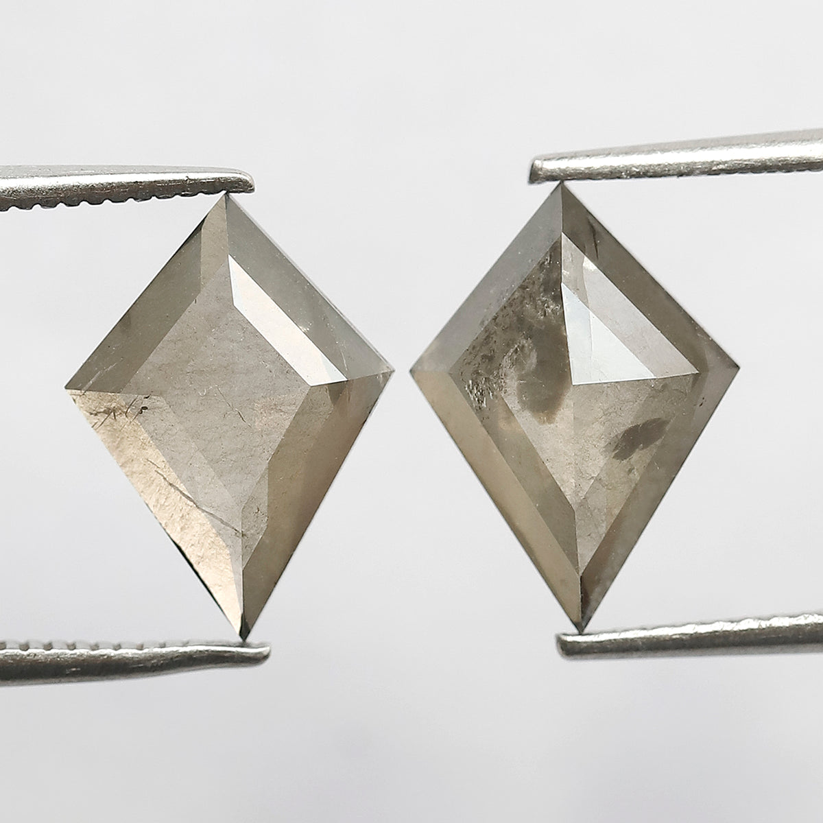 3.28 CT Kite Cut Salt and Pepper Diamond Pair, Translucent Gray Green Natural Loose Diamonds for Jewelry Design