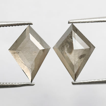 3.28 CT Kite Cut Salt and Pepper Diamond Pair, Translucent Gray Green Natural Loose Diamonds for Jewelry Design