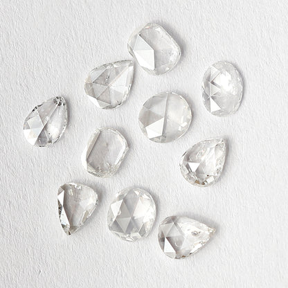 1.25 CT Pear & Oval Rose Cut Diamond Lot, Natural GH SI Ethical Loose Diamonds for Engagement Ring