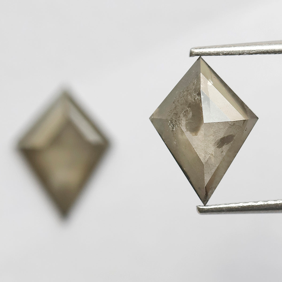3.28 CT Kite Cut Salt and Pepper Diamond Pair, Translucent Gray Green Natural Loose Diamonds for Jewelry Design