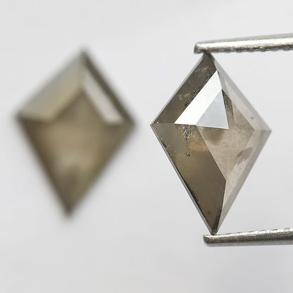 3.28 CT Kite Cut Salt and Pepper Diamond Pair, Translucent Gray Green Natural Loose Diamonds for Jewelry Design